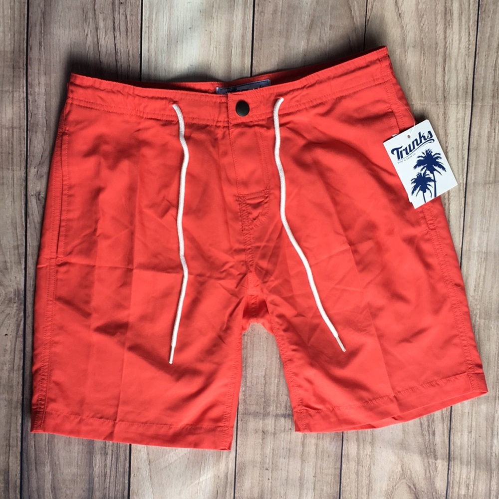 Orange Men’s Draw String Velcro Hybrid Swim Trunk Board Shorts